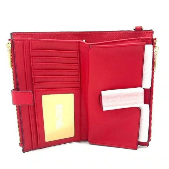 Michael Kors Jaycee Medium Backpack & Double Zip Wallet Wristlet Red (NWT) - Picture 10 of 12